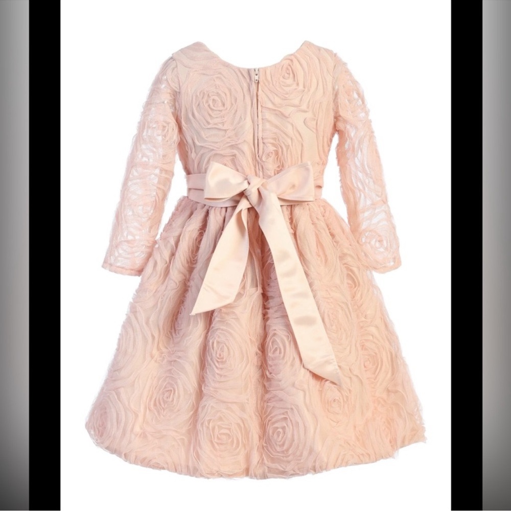 Elegant Pink Floral Kids Dress - Picture 2 of 3